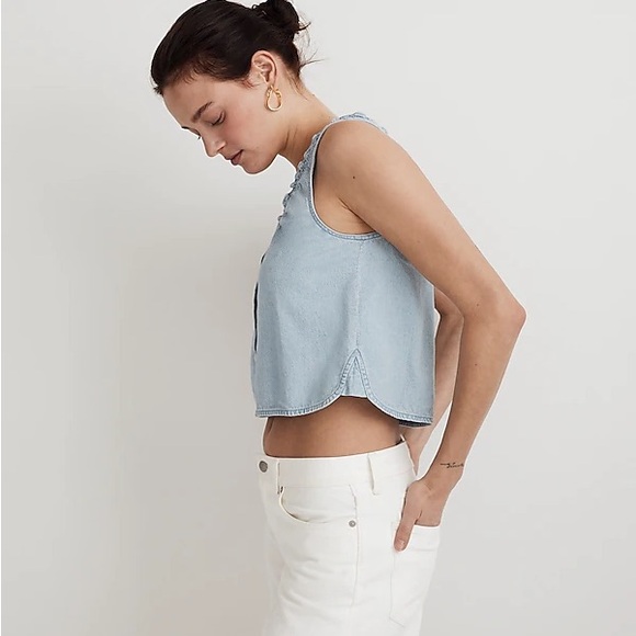 Madewell Denim Ruffle crop top size M - Picture 3 of 6